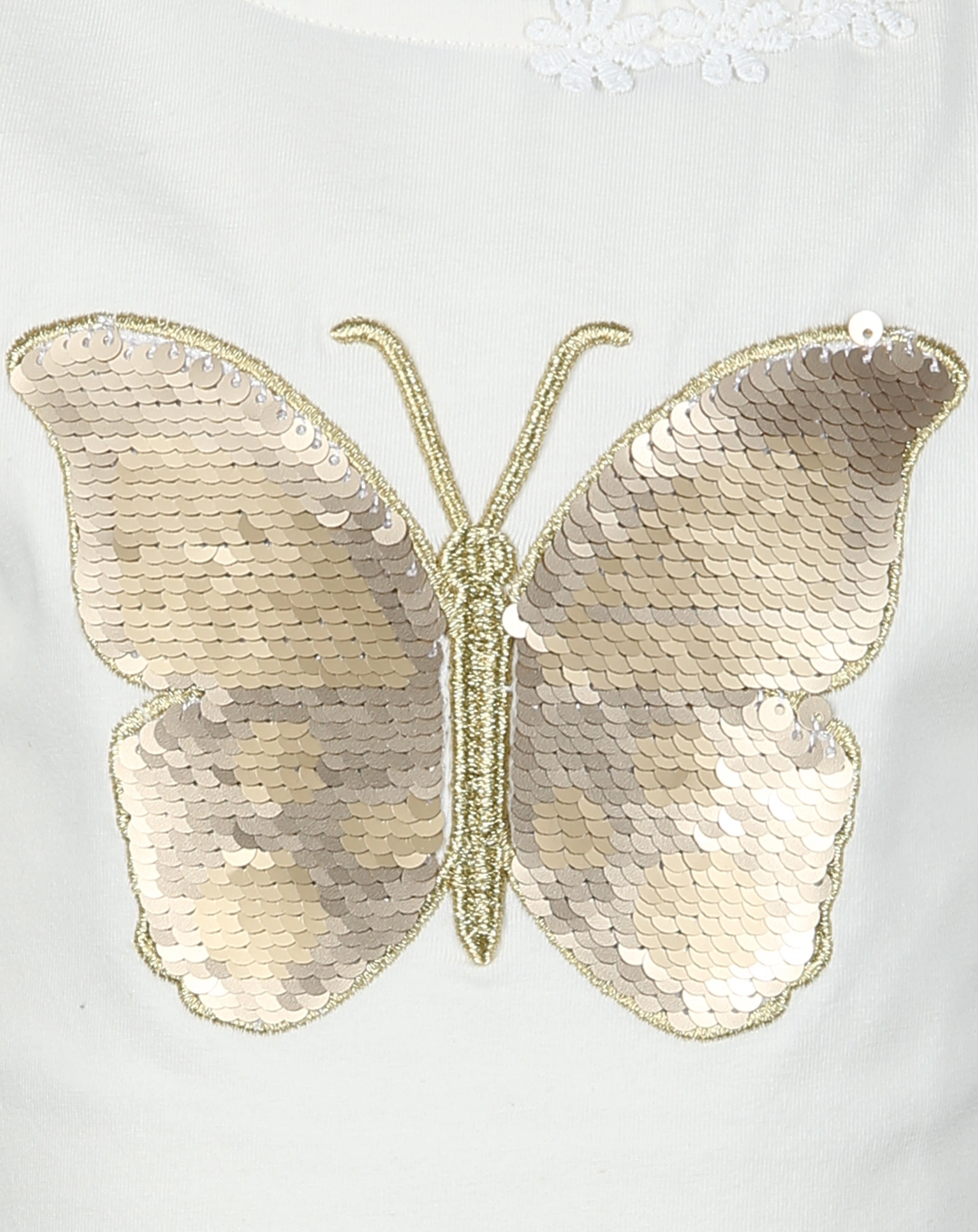 T-Shirt MARIPOSA mit Pailletten in weiß