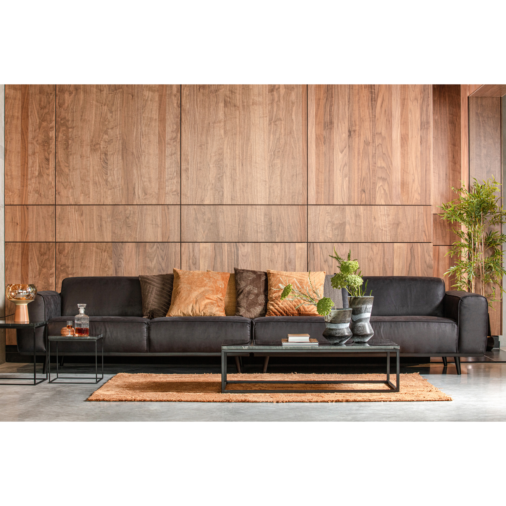 4-zits bank Statement XL Statement XL 4-Zits Bank - 372 cm - Platte Brede Rib - Taupe