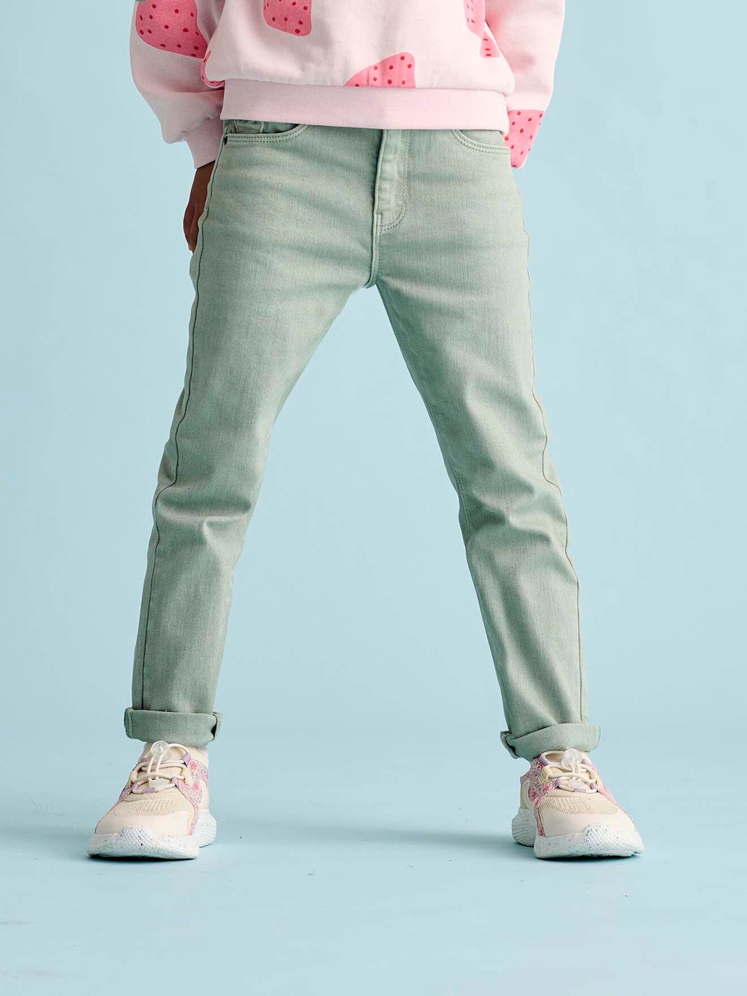 Vertbaudet Mädchen Slim-Fit-Hose, Hüftweite REGULAR salbeigrün