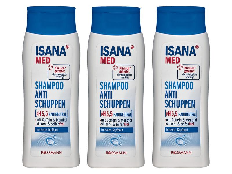 Isana med Shampoo Anti-Schuppen 3 x 200 ml Anti-Schuppen-Shampoo