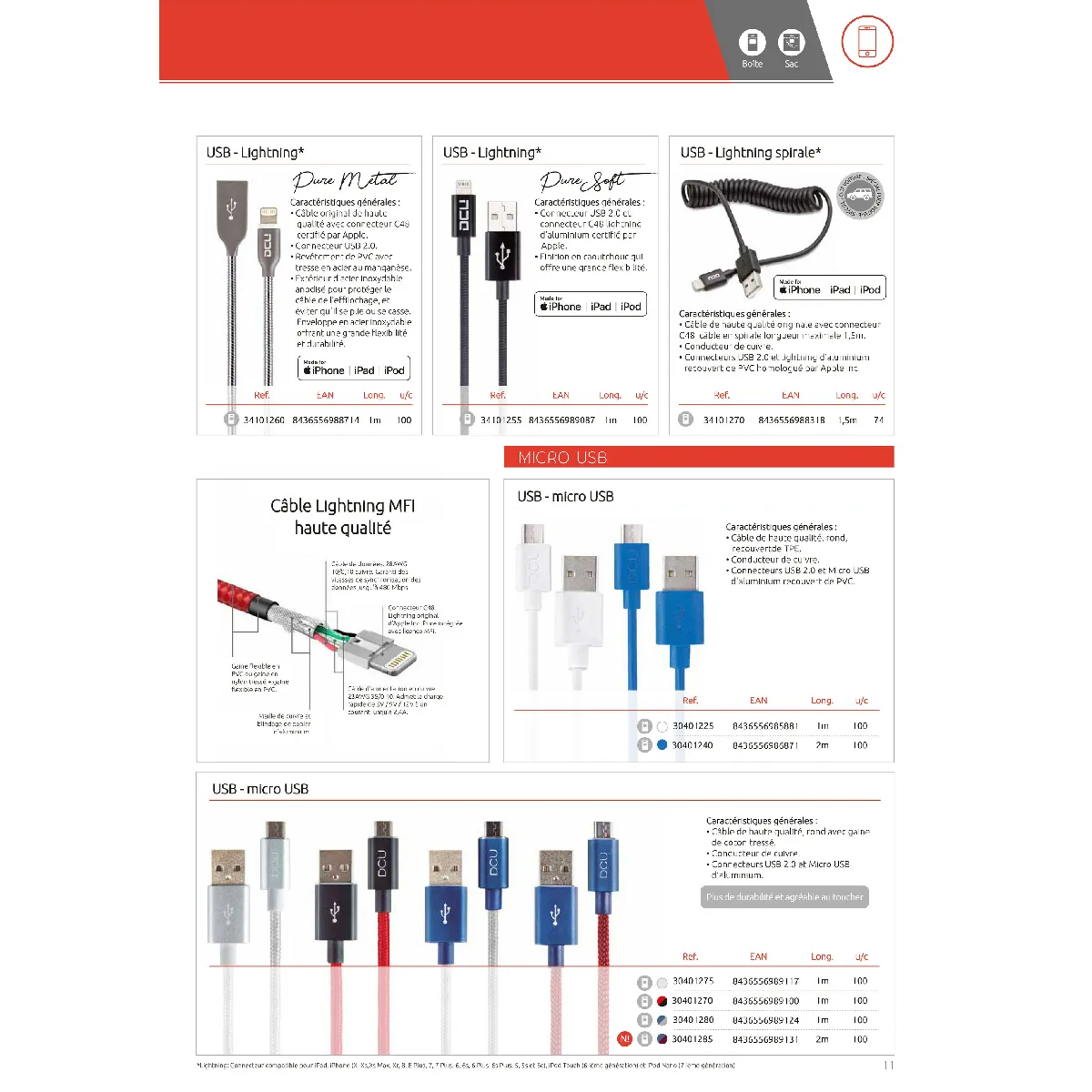 DCU Tecnologic Lightning USB 1m