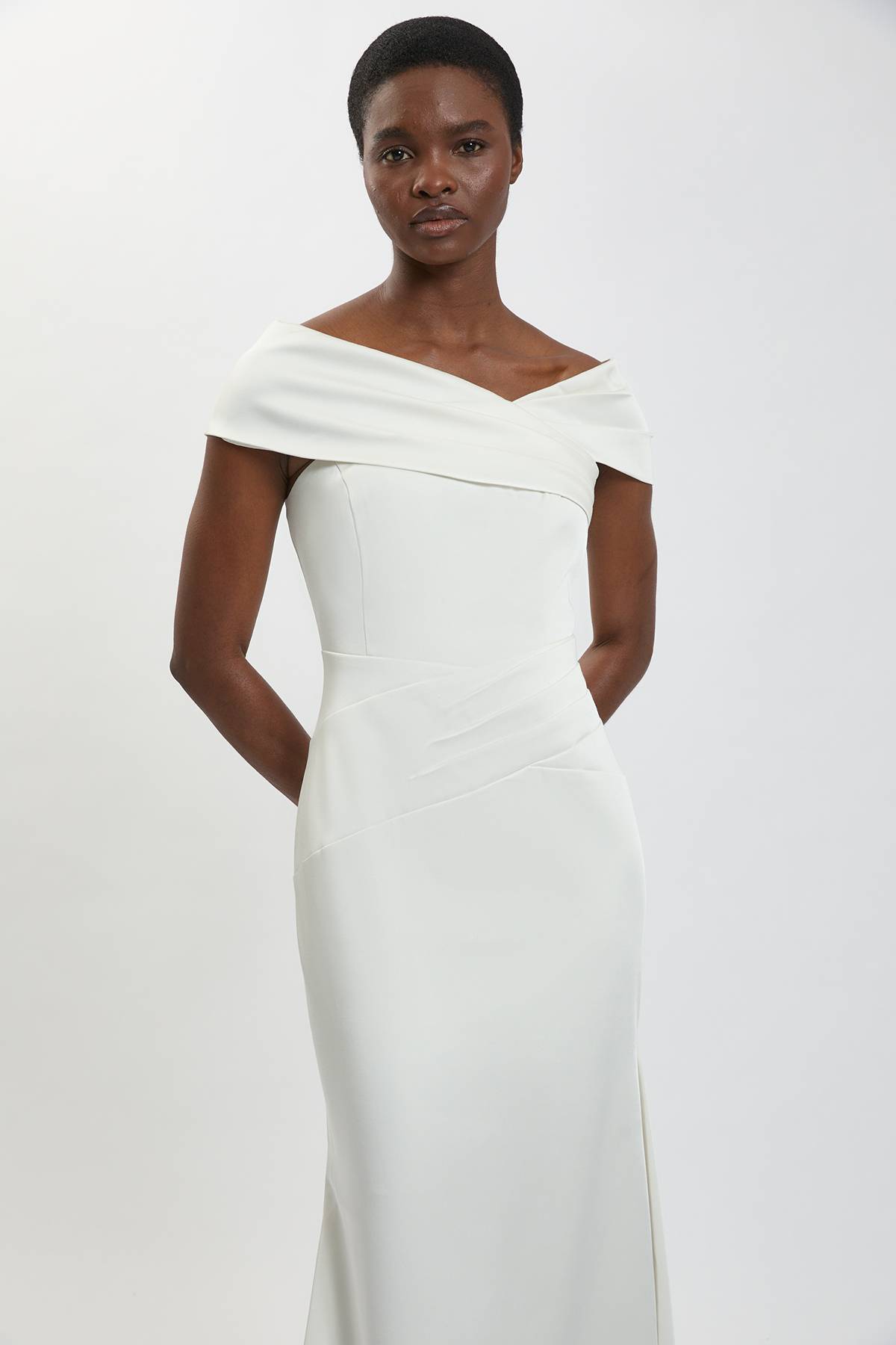 KarenMillen Robe Longue Sirène Asymétrique En Satin Drapé Ajusté