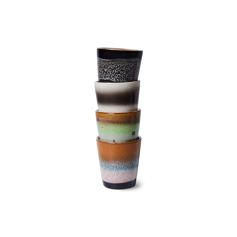 HKliving 70's Ceramic Ristretto mok set van 4 good vibes