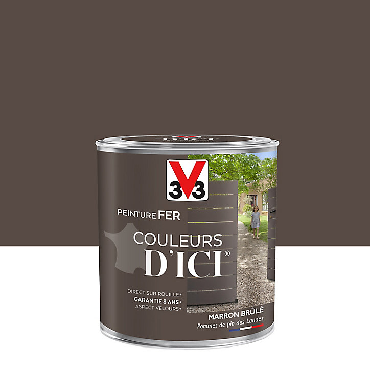Peinture extérieure fer Couleurs d'ici marron brûlé Velours V33 0,5L
