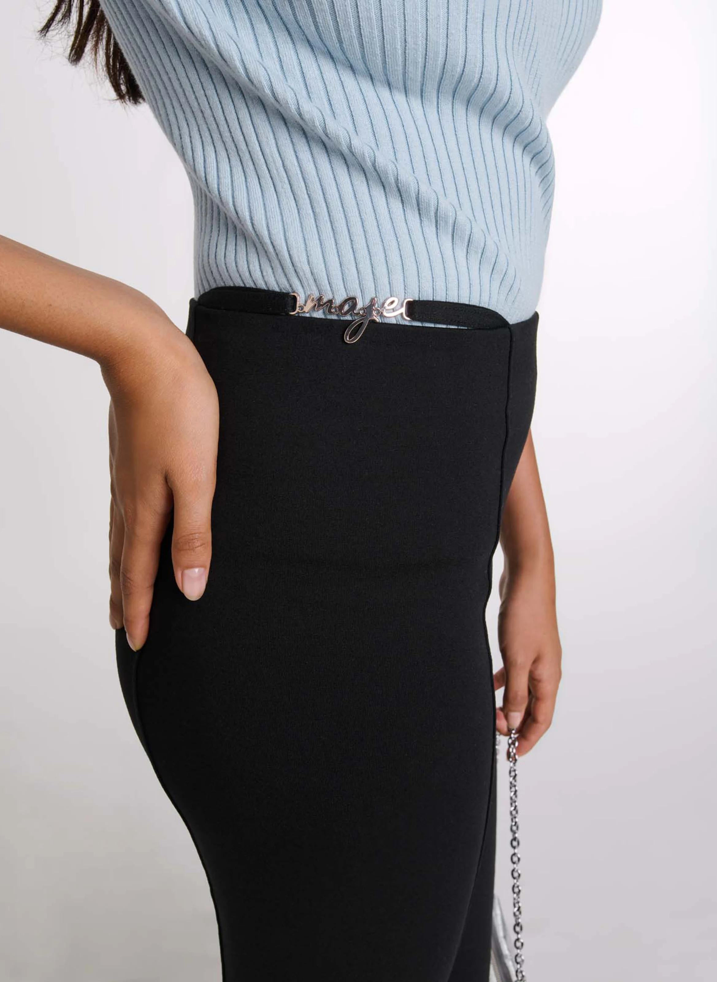 Pantalon évasé taille haute | Noir
