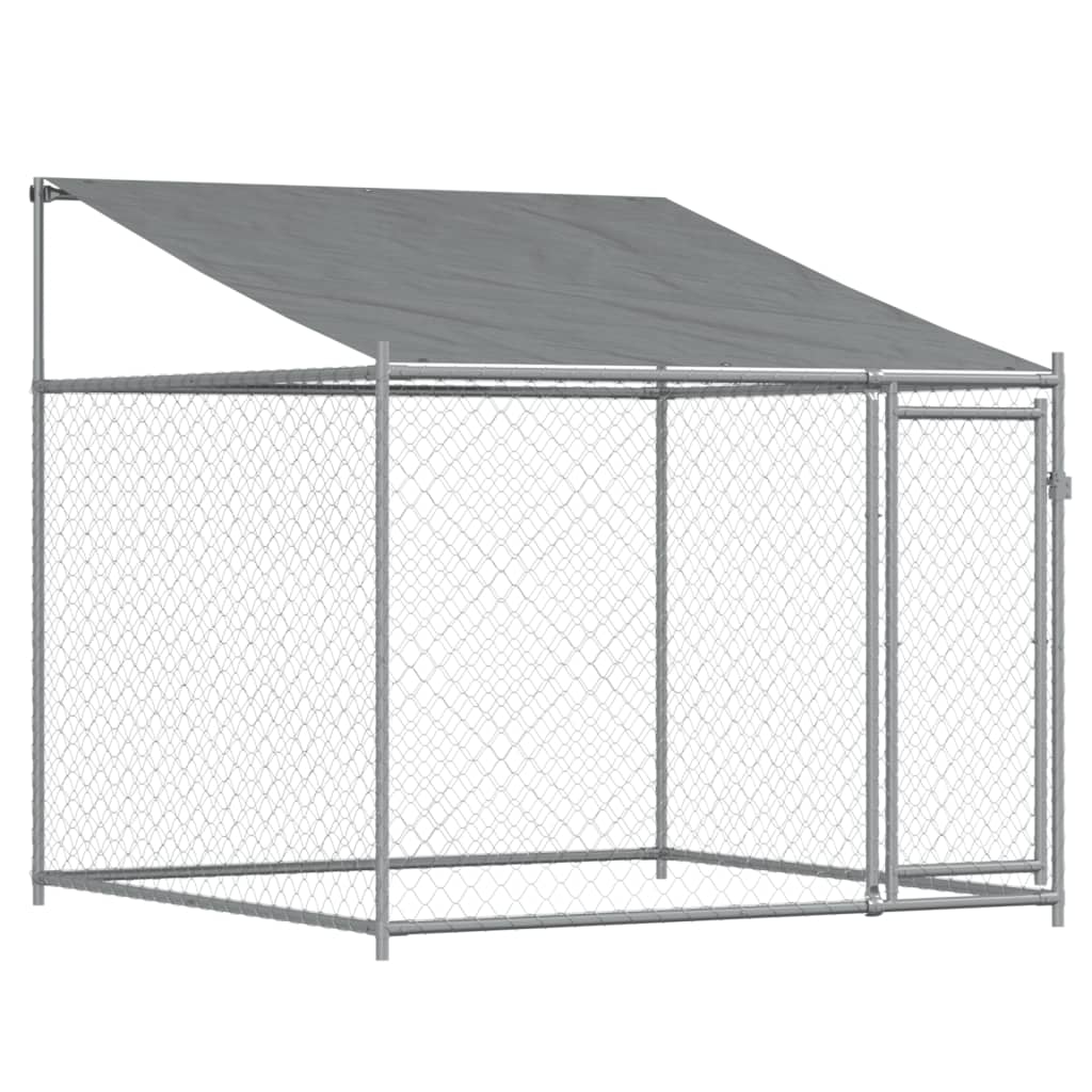 Gaiola para cães vidaXL com teto e porta, aço galvanizado, cinza, 10x2x2 m