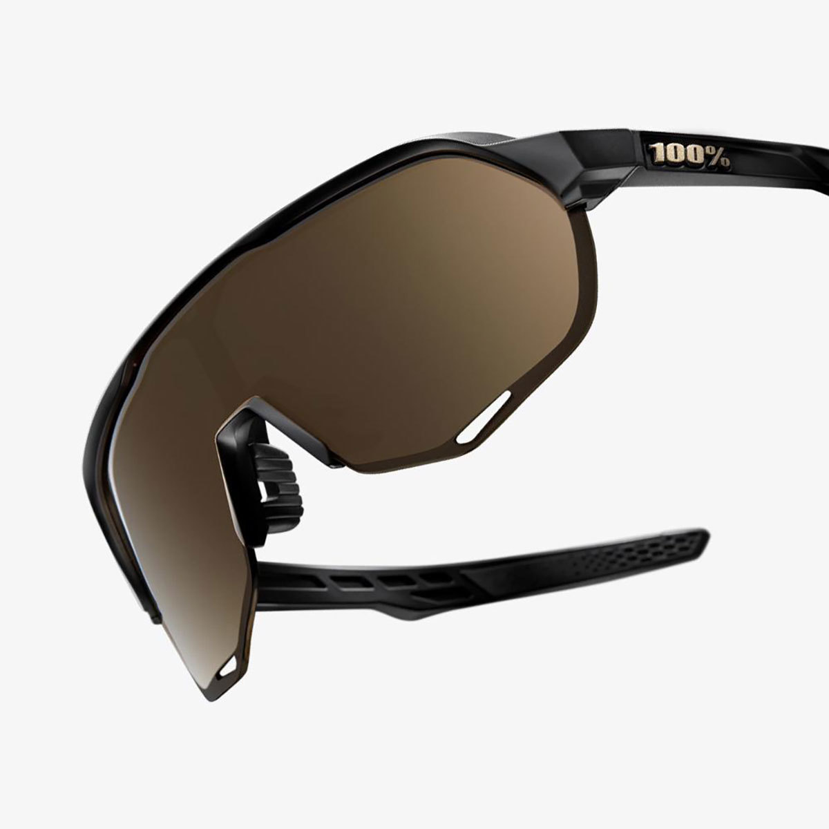 100% S2 Sport Zonnebril Mat Zwart Soft Gold Mirror Lens