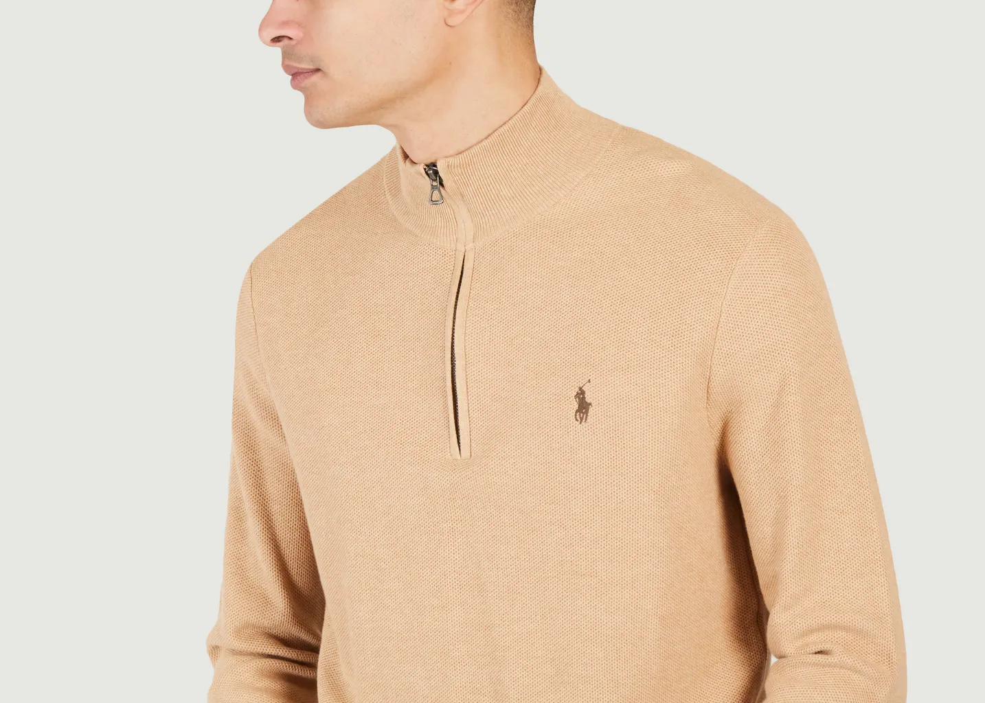 Pull demi-zippé en coton piqué Polo Ralph Lauren