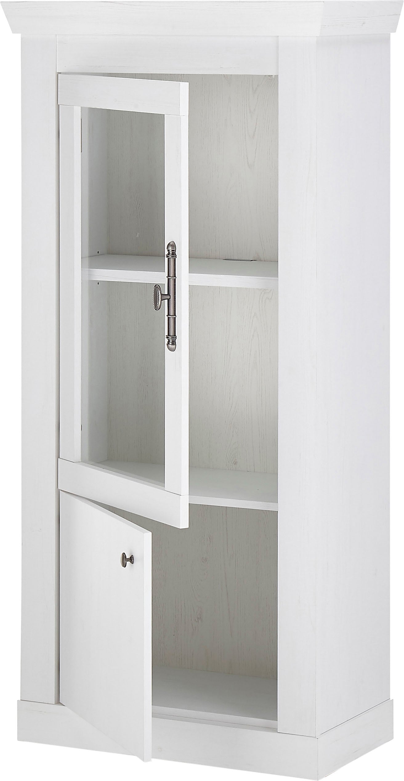 Home affaire Vitrine »RAVENNA« im romantischen Landhausstil, Griff aus Metall, Höhe 146 cm