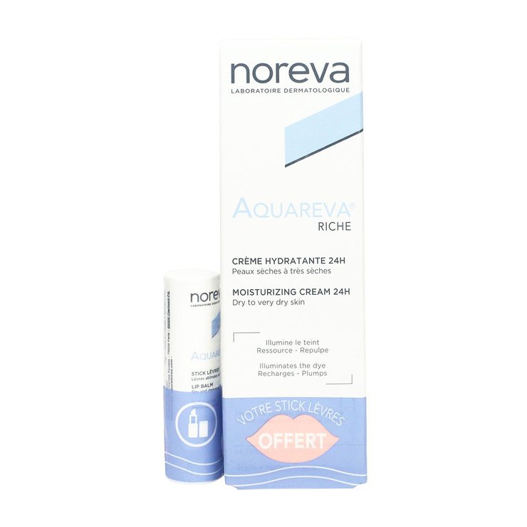 Aquareva crème 24h + stick lèvres off
