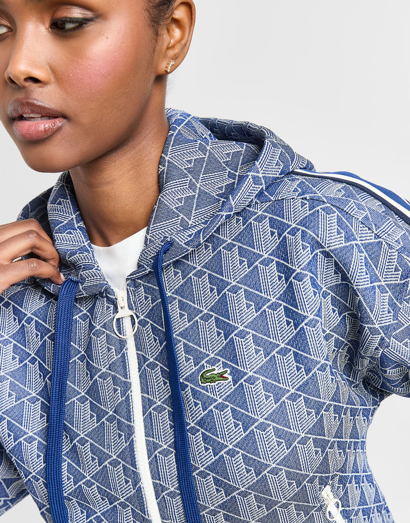Lacoste Sweat à Capuche Imprimé Croco Femme