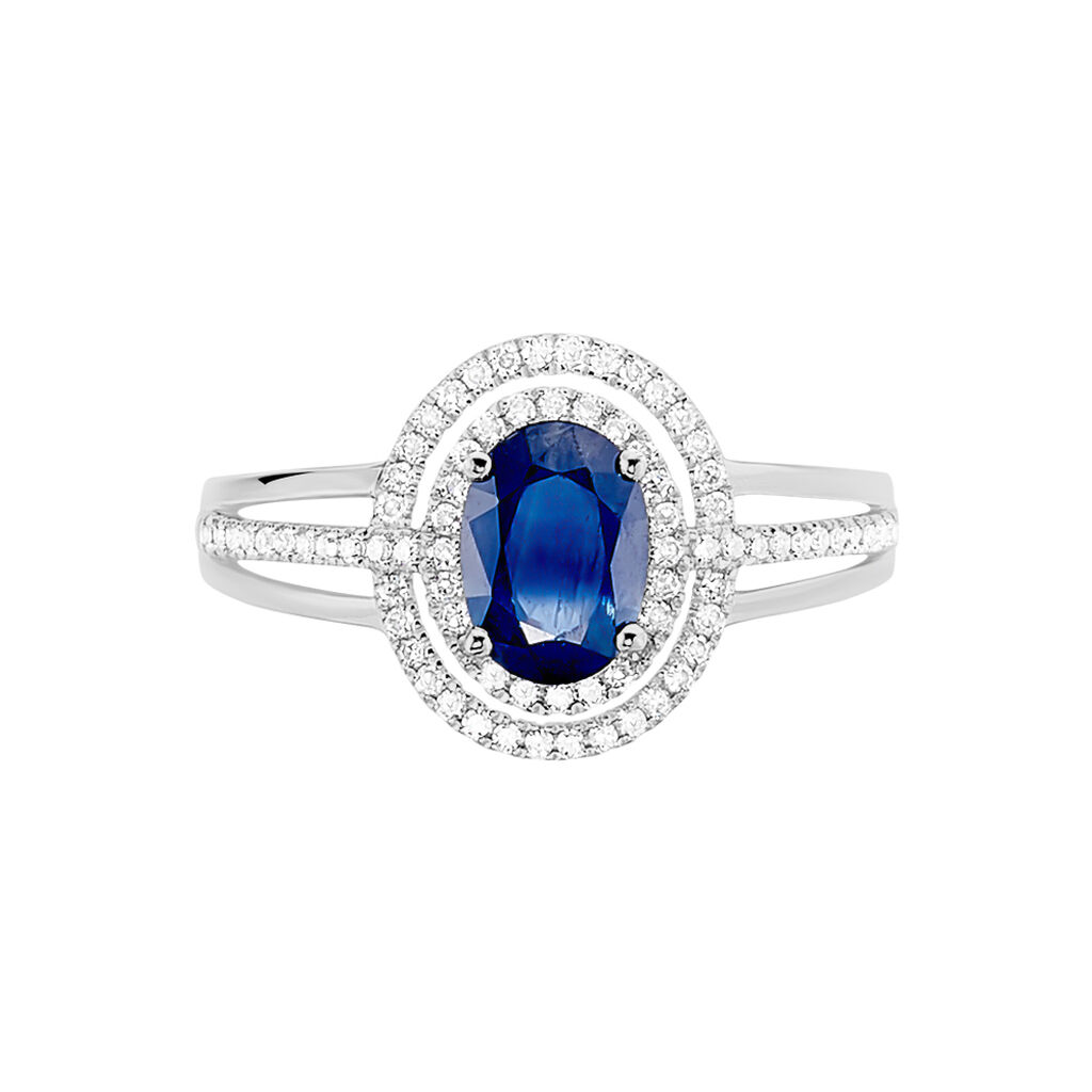 Bague Justine Or Blanc Saphir Et Diamant