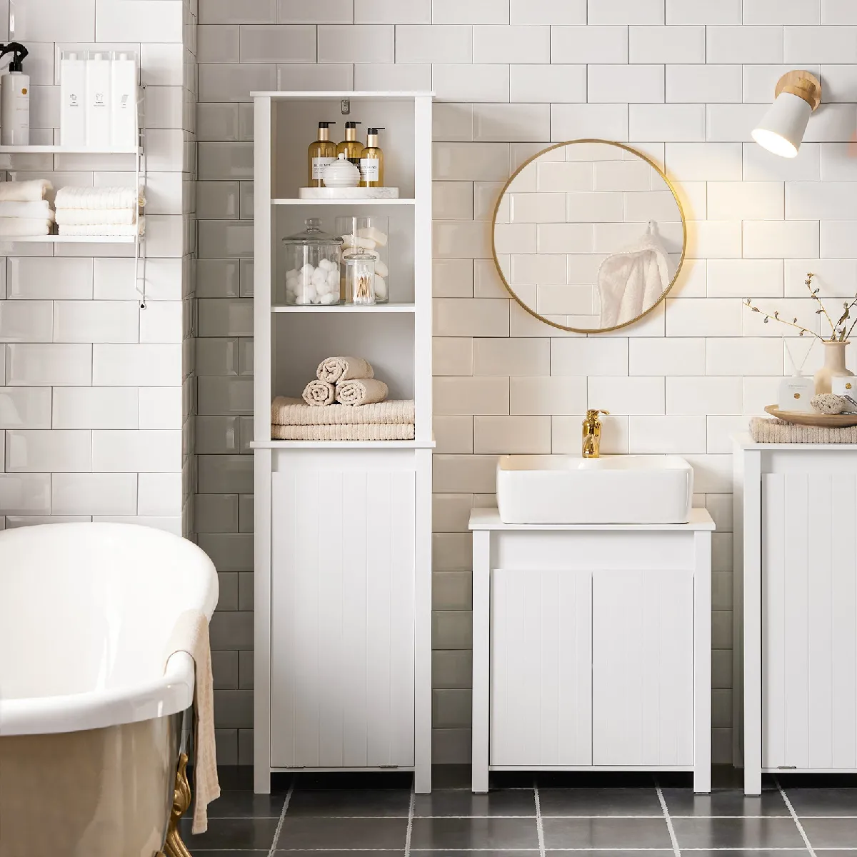 SOBUY BZR102-W - Meuble colonne salle de bain - Blanc