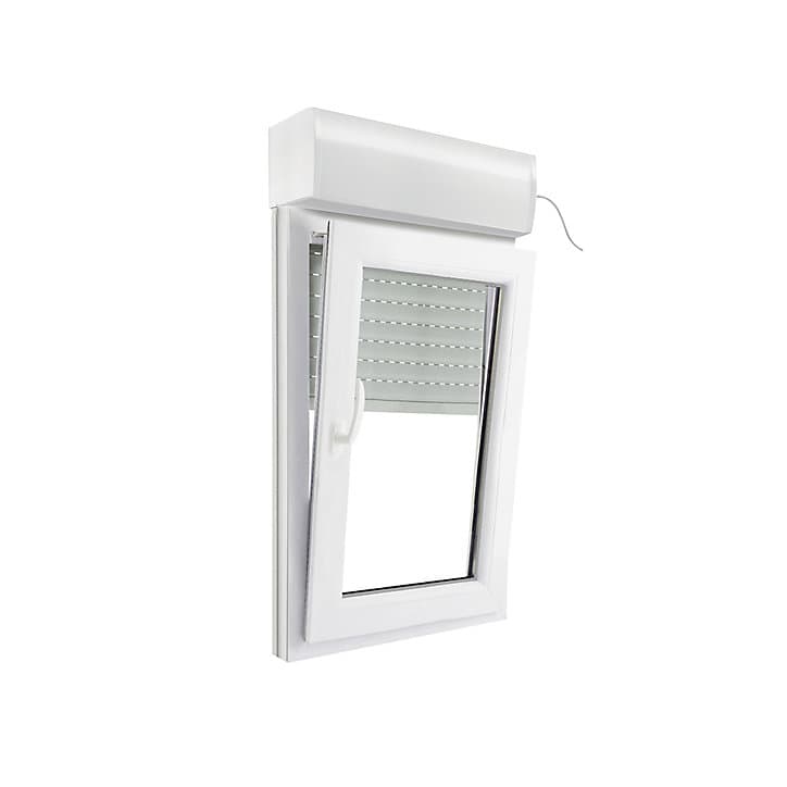 Fenêtre PVC 1 vantail oscillo-battant + volet roulant électrique GoodHome blanc - l.60 x h.95 cm, tirant droit