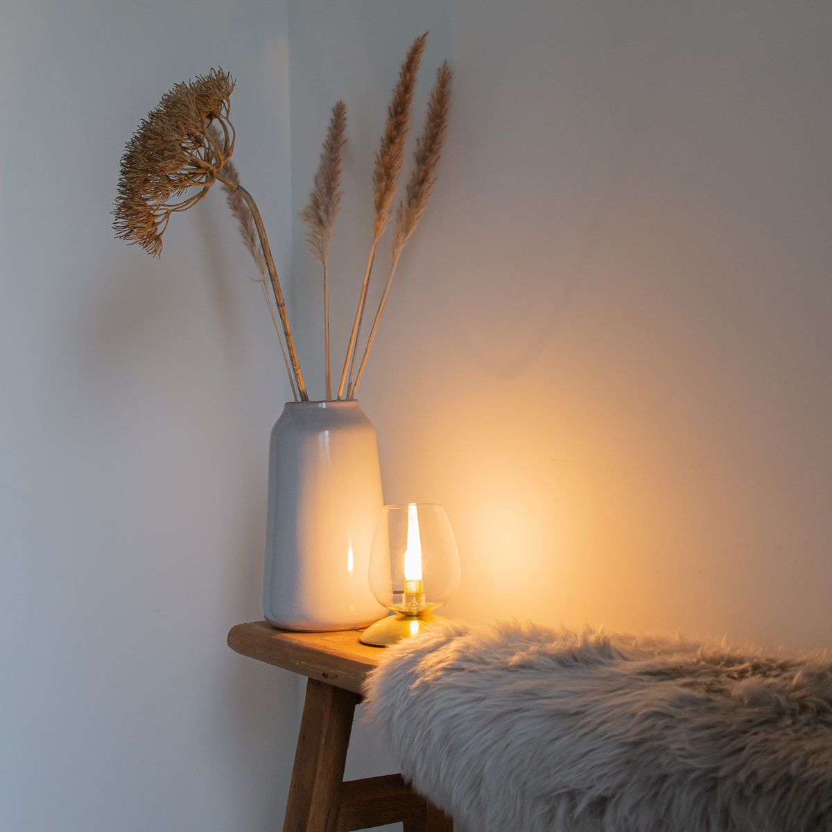 Klassieke tafellamp goud met glas - Elien