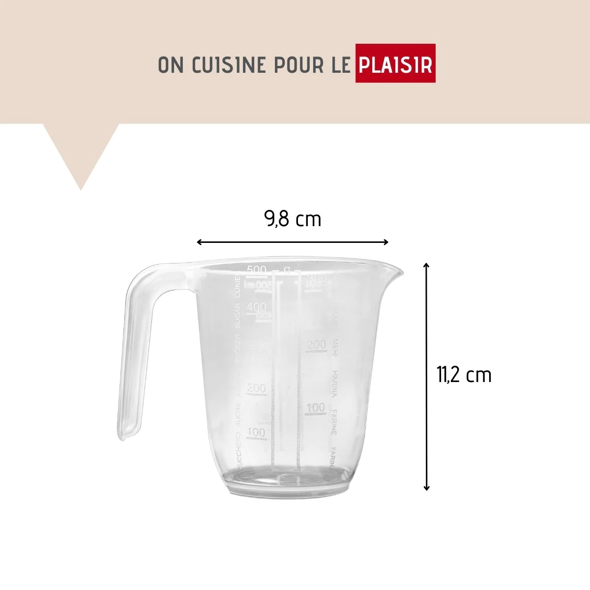 Verre doseur 500 ml en plastique transparent Basic Fackelmann