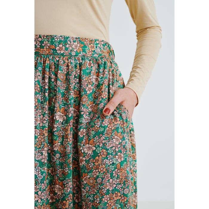 Atelier Veritas-Viscose bloemenprint lurexstreepje - per meter