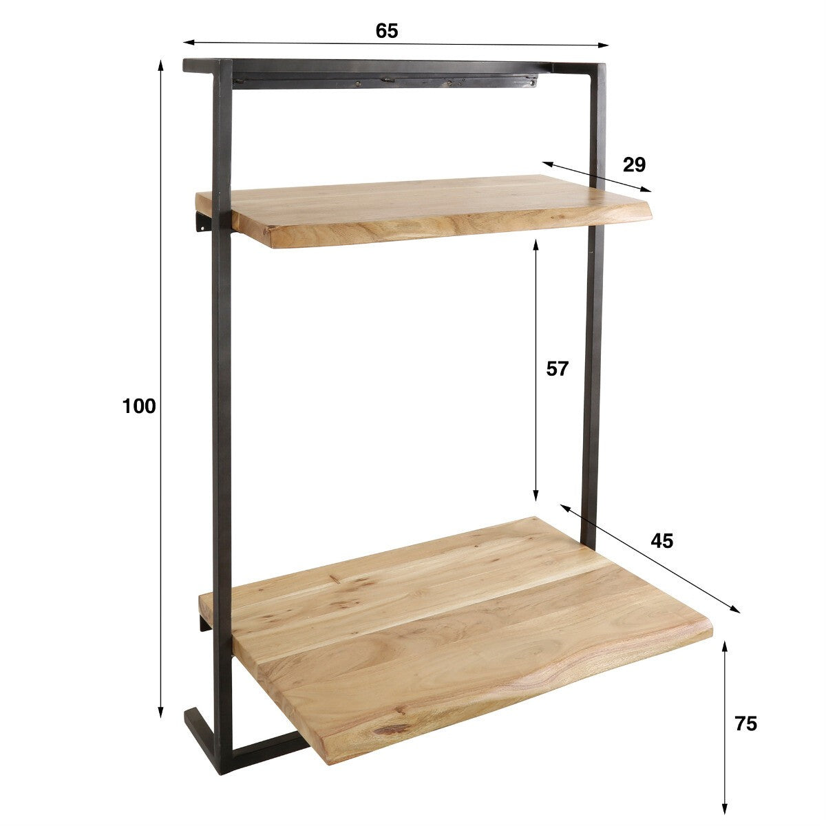 Fraaai - Alex bureau hangend hout|metaal 65x100 cm
