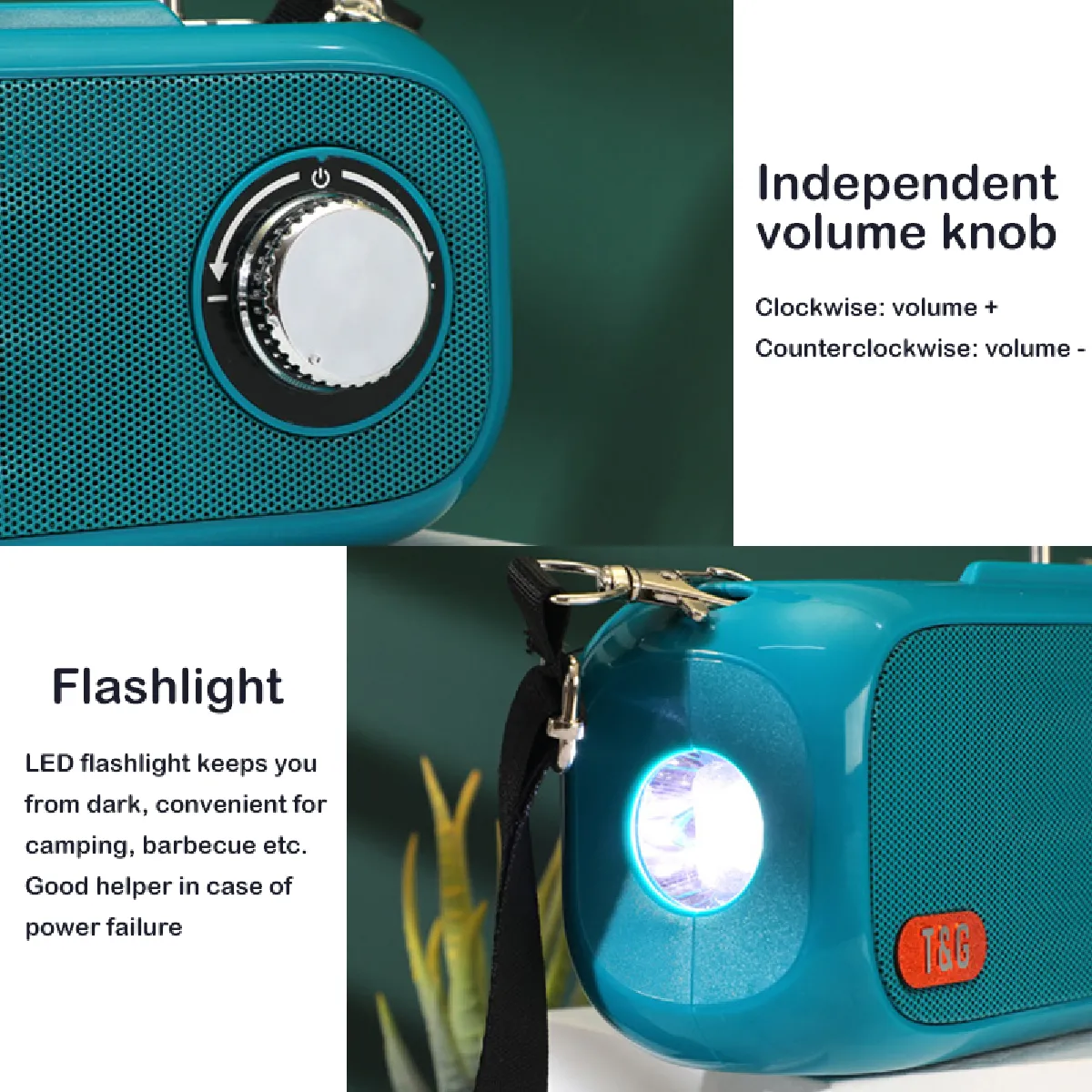 Universal Haut-parleur à charge solaire - Vert