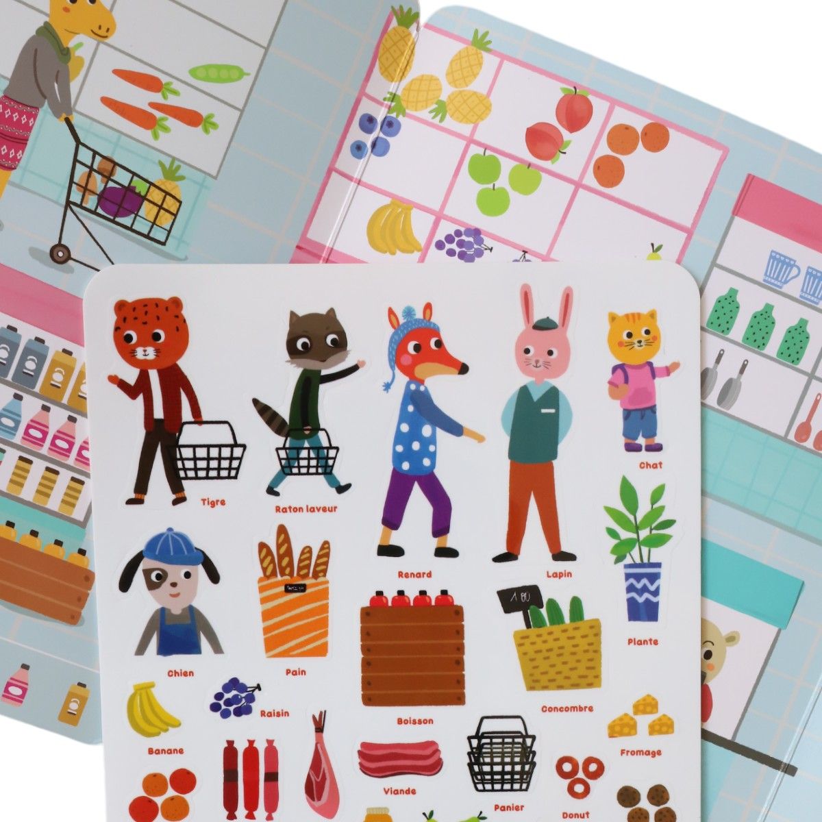 Livre stickers repositionnables Mon petit Marché Mercredi et Patati