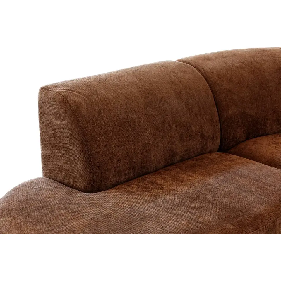 Hoekbank Luna rond - stof Rebel - terracotta