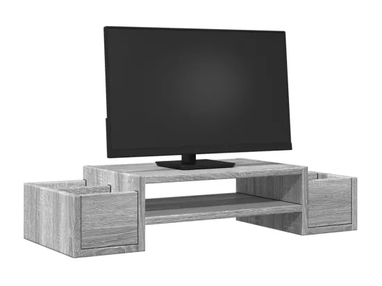 Support de moniteur et rangement sonoma gris bois d'ingénierie