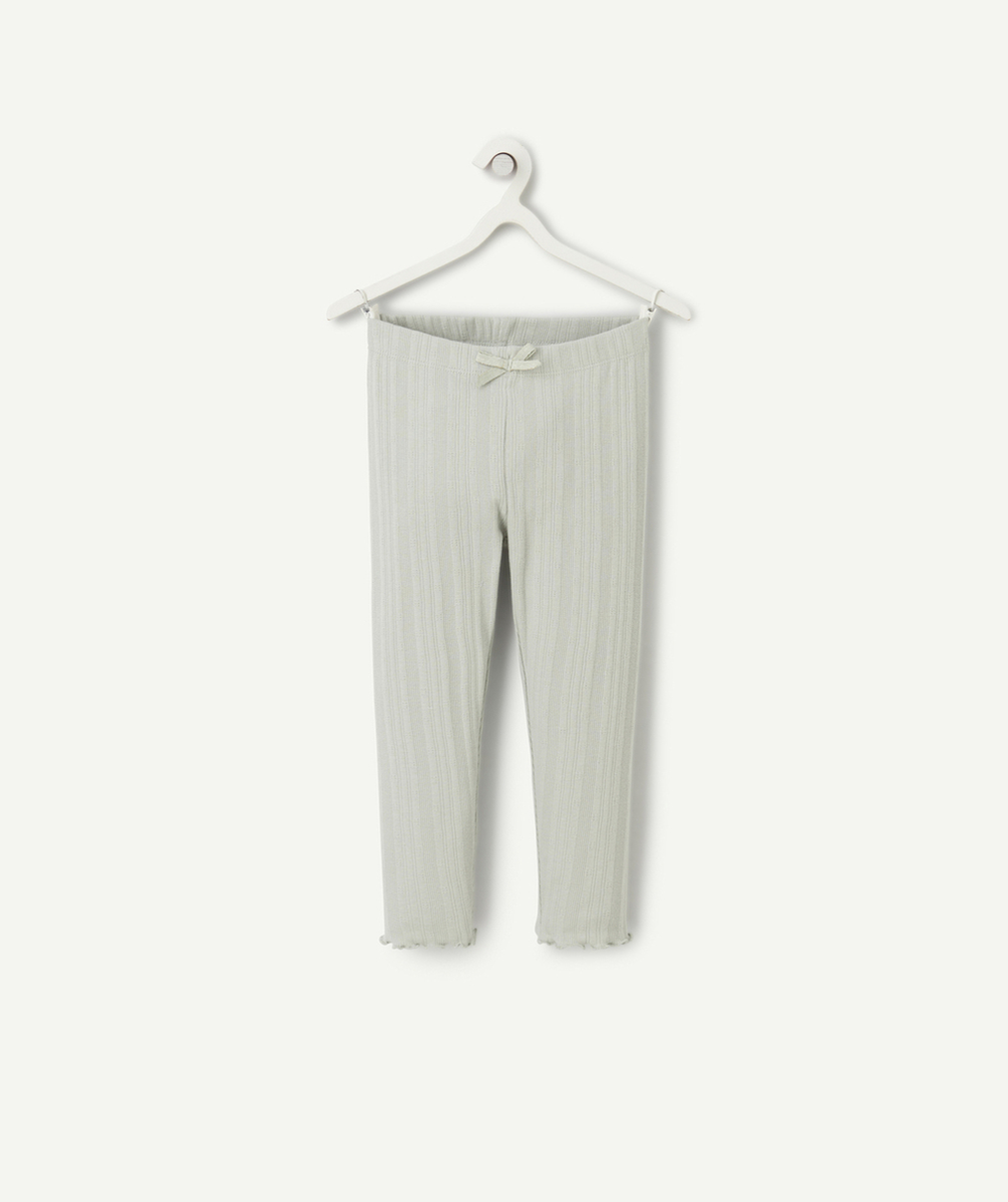 legging court fille en coton bio vert côtelé