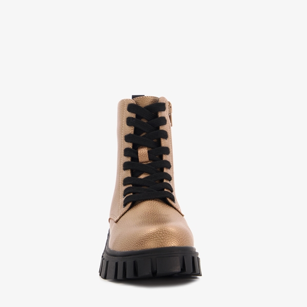 Blue Box meisjes veterboots goudkleurige metallic