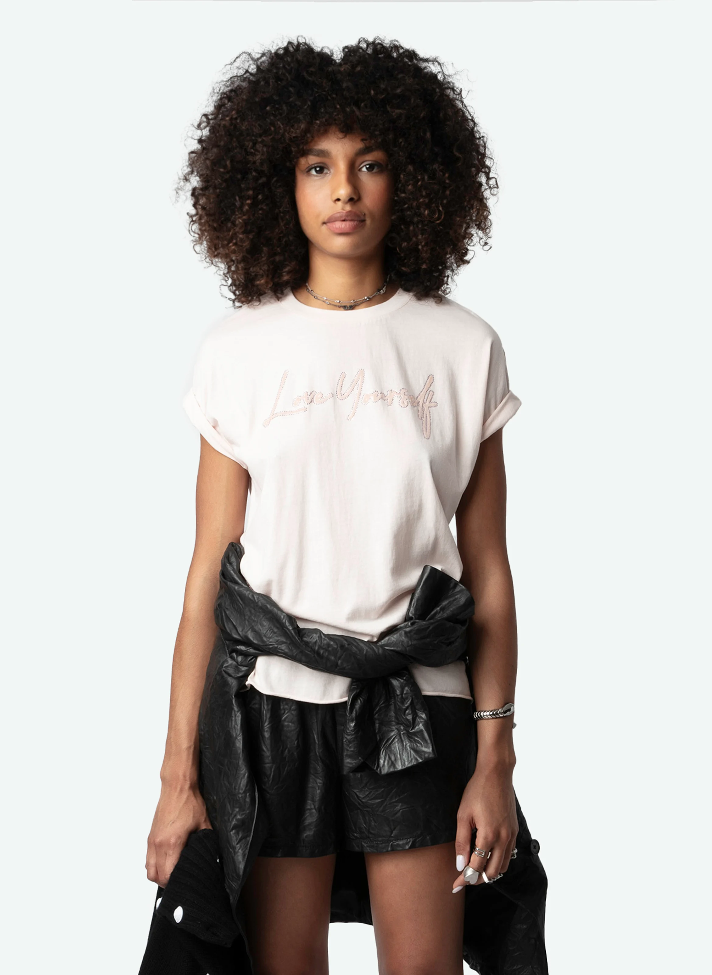 TOMMER - Tee-shirt col rond en coton bio | Rose