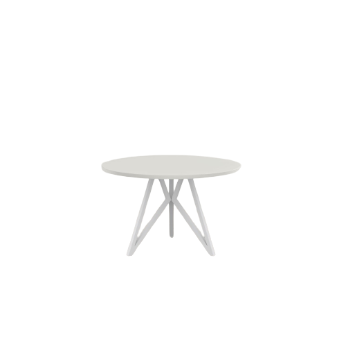 Studio HENK tafel Butterfly Rond Tripod - wit frame, HPL Fenix bianco kos ⌀120 | HPL Fenix Bianco Kos | Rechte Rand | Frame Wit