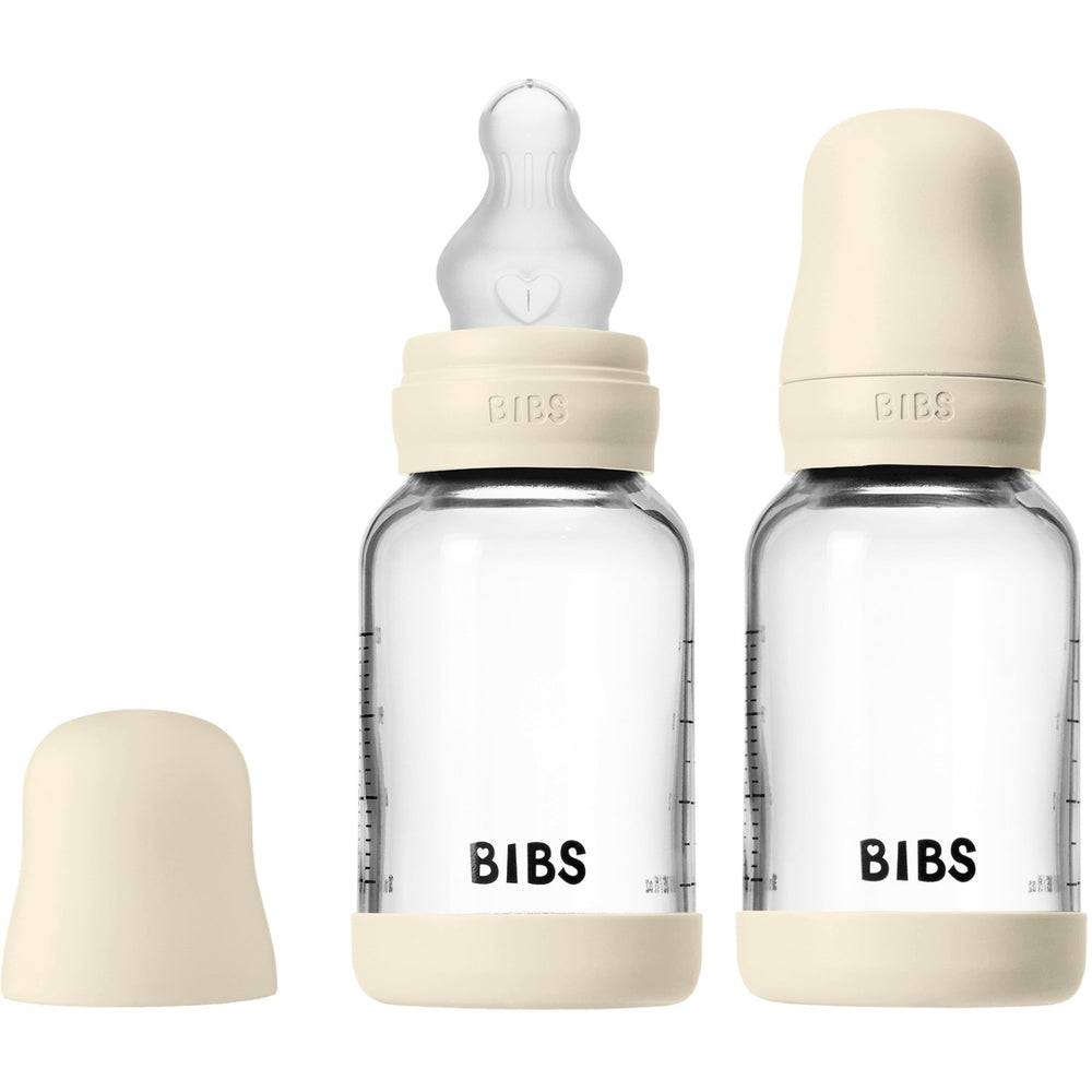 Køb Bibs Ivory Glass Baby Flaske Round Silikone 2-Pak 120 Ml Slow Flow