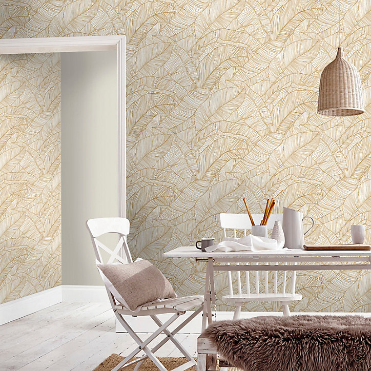 Papier peint Intissé Superfresco Easy feuillage exotique doré