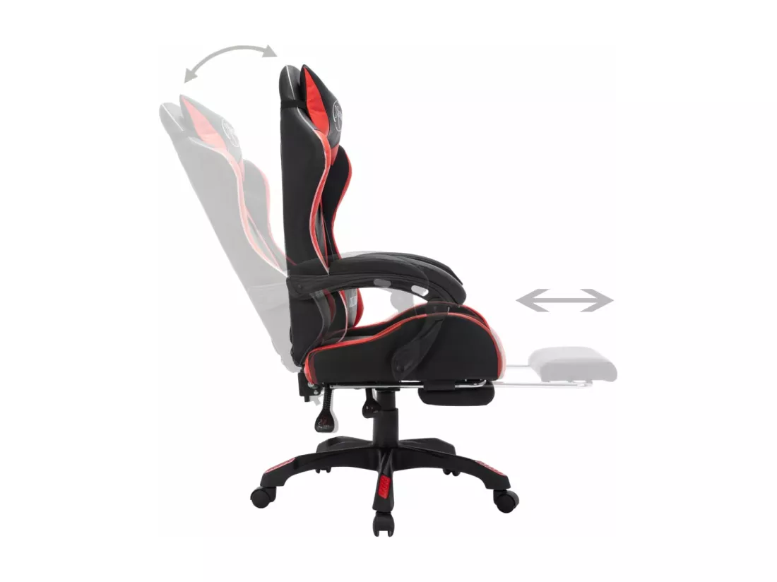 Fauteuil de jeux vidéo avec LED RVB Rouge et noir Similicuir