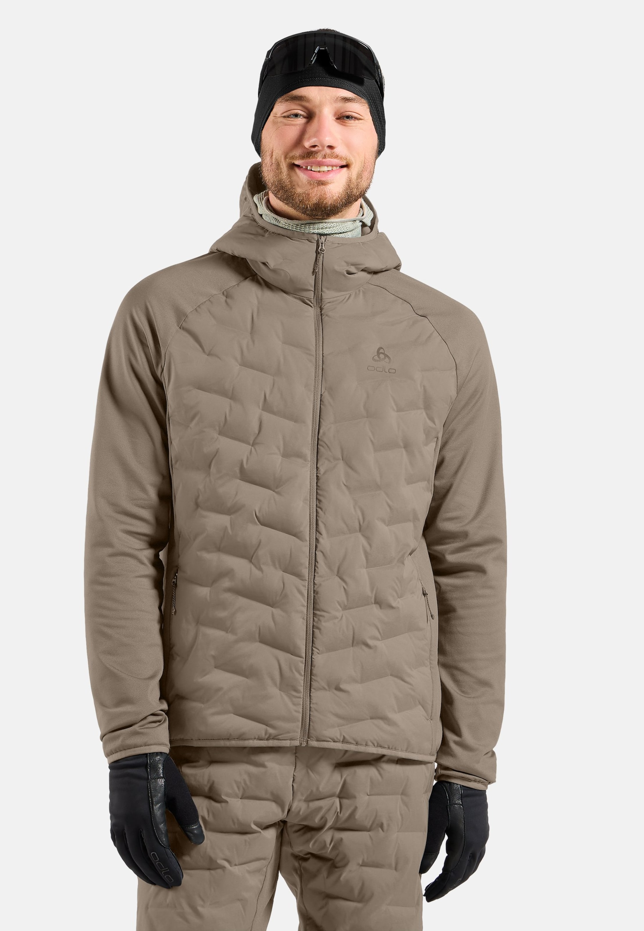 Zeroweight Insulator Hybrid Mid Layer mit Kapuze und Reissverschluss in cinder