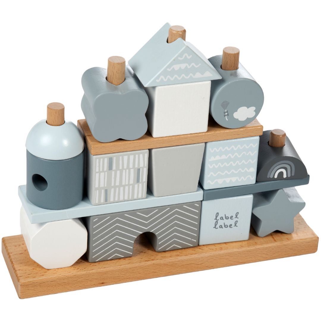 Label label stapelblokken house blue - 25-delig