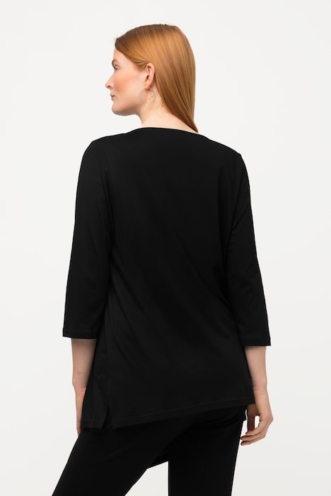 Shirt, asymmetrisch, Wasserfall-Ausschnitt, 3/4-Arm