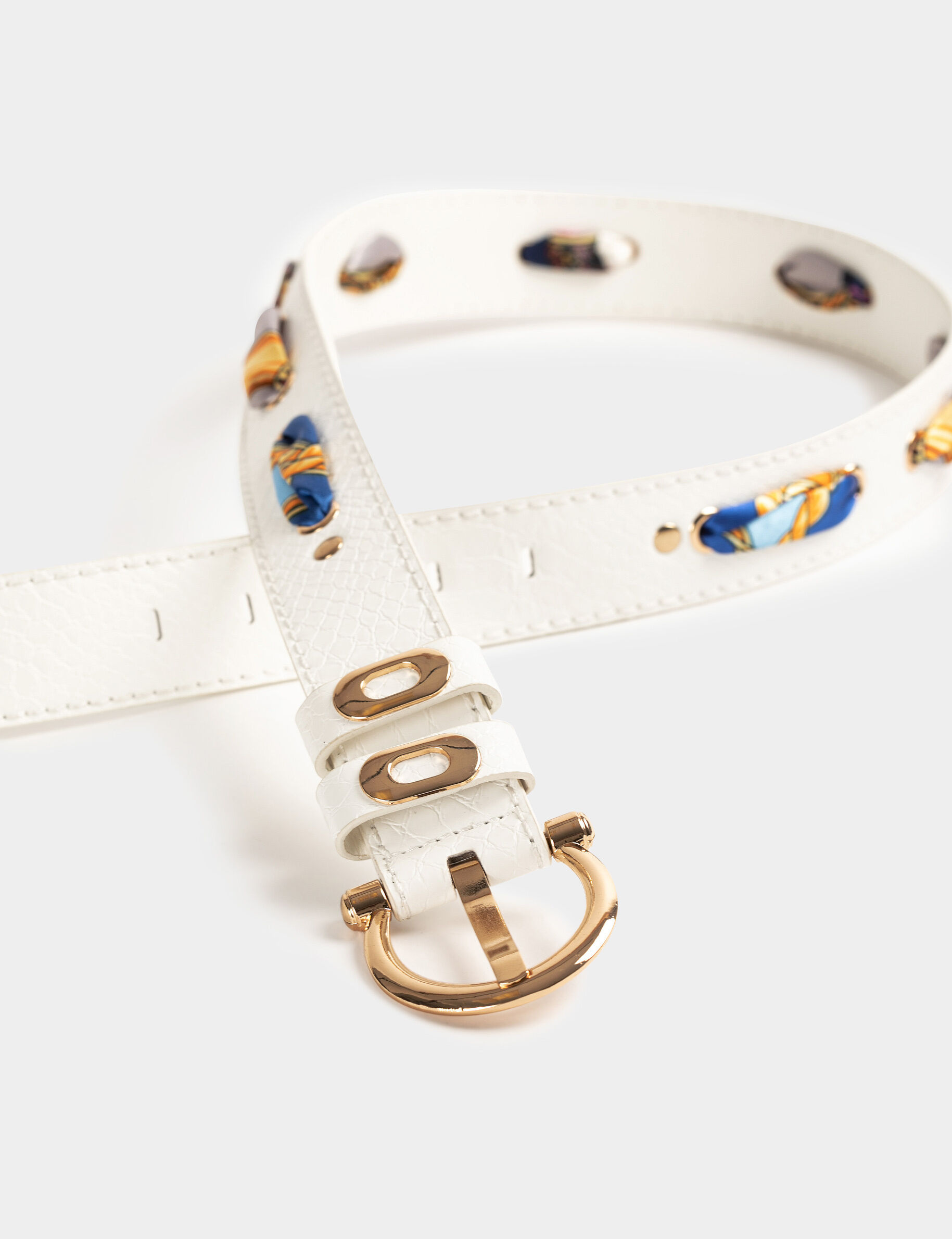 Ceinture avec foulard et aspect croco blanc femme - blanc