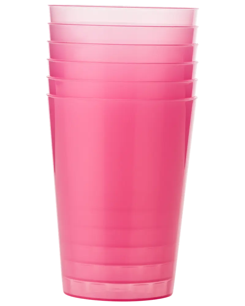 Vandglas 25 cl genanvendelig 6-pak - assorteret