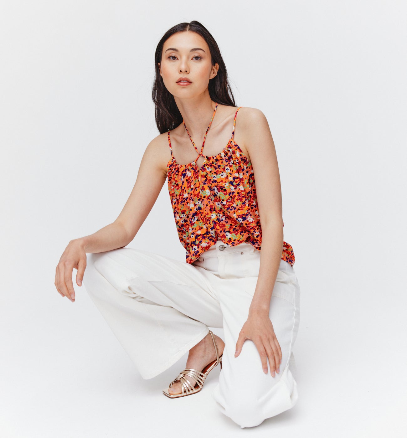 Top à fines bretelles Femme - Imprimé multicolore