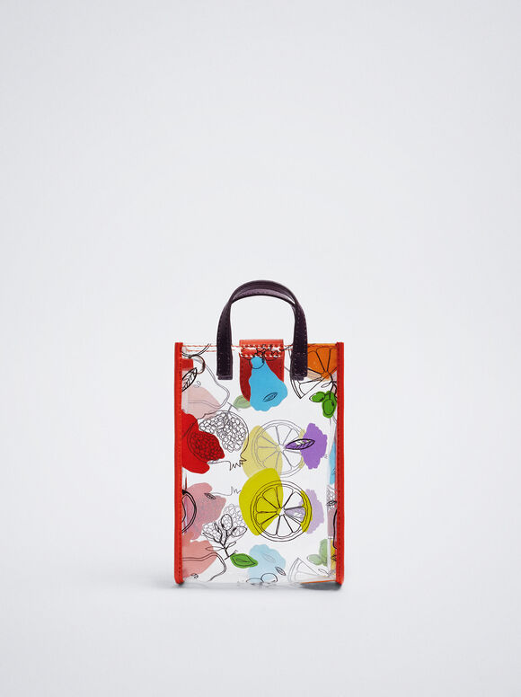 Bolsa transparente estampada para celular - Coral