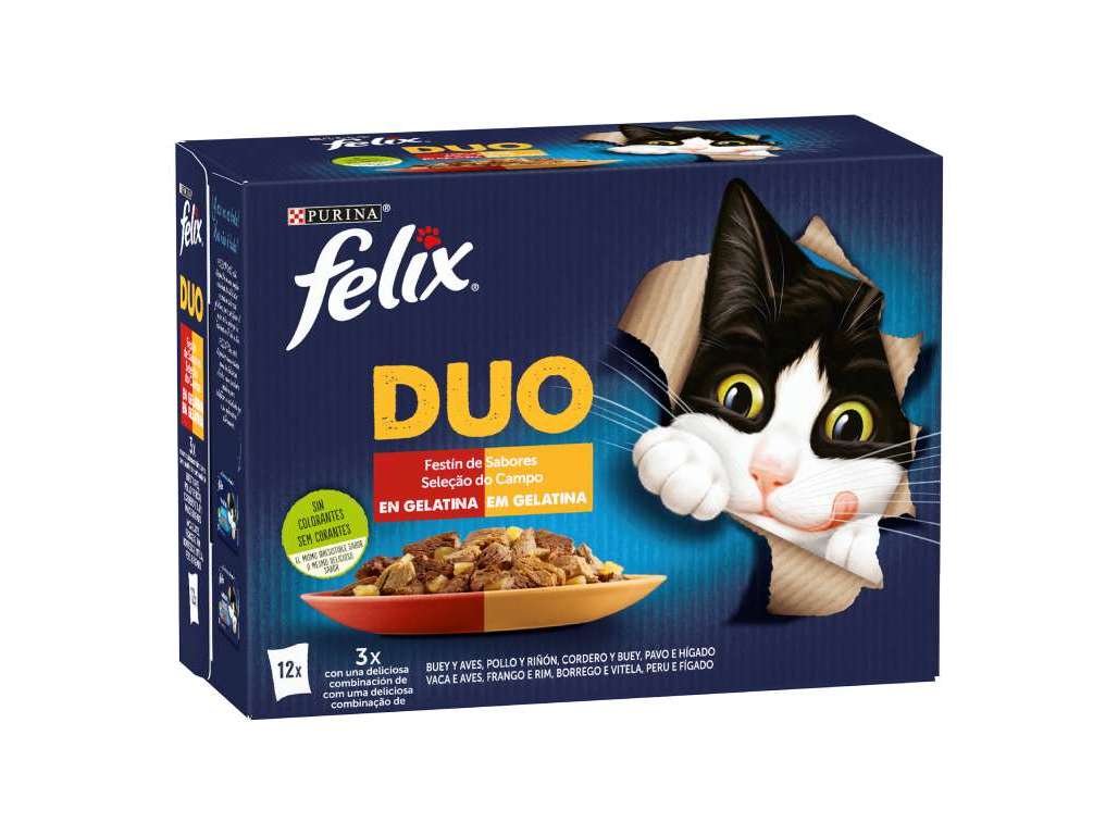 COMIDA HÚMIDA PARA GATO FELIX FANTASTIC DUO 12X85G