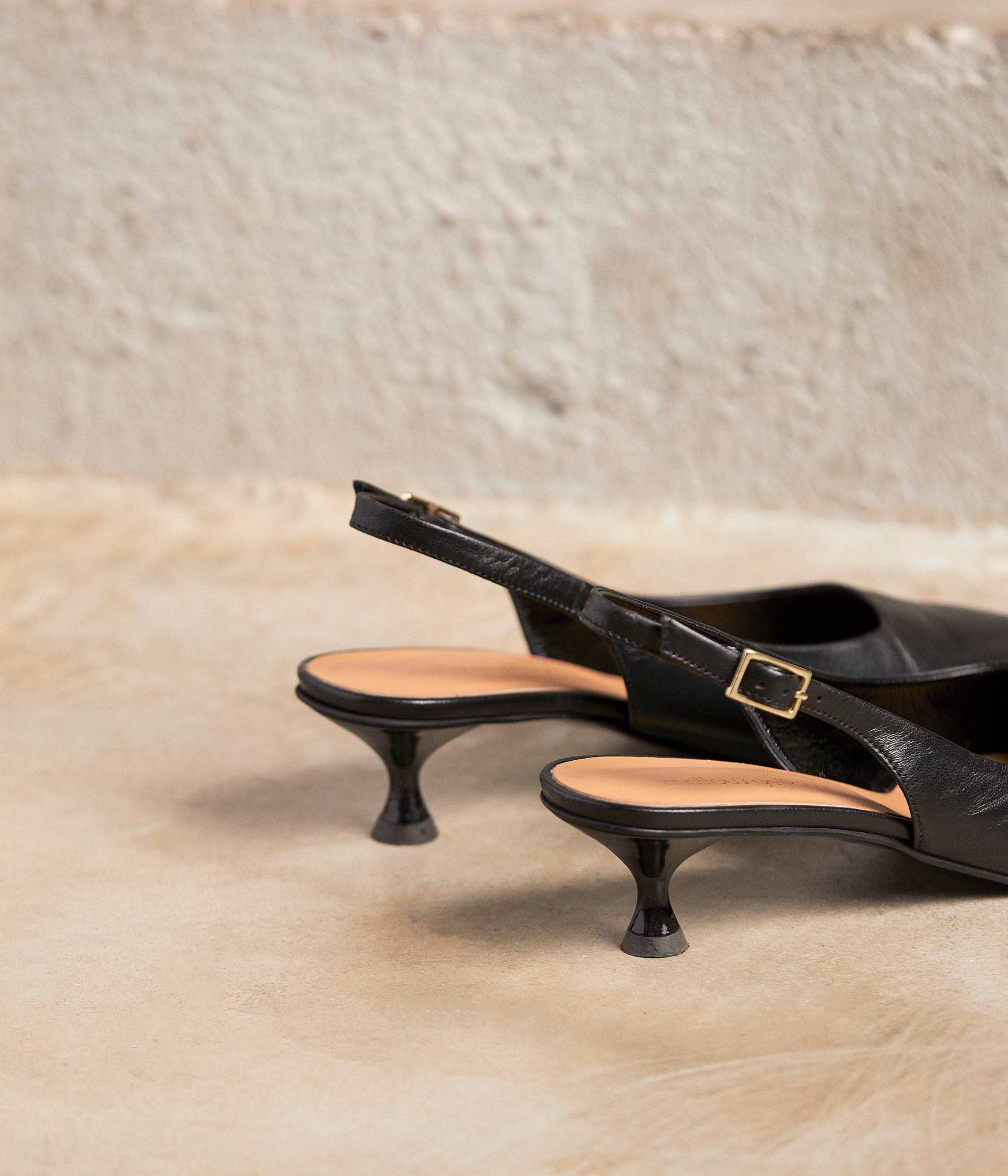 Slingback cuir noir Esmé
