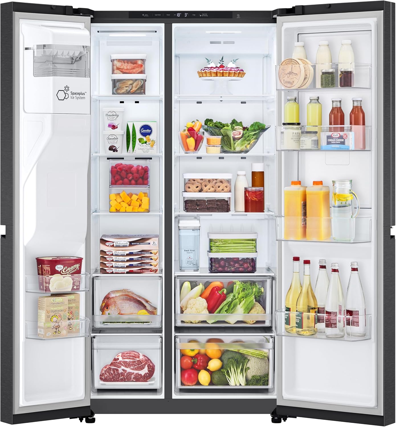 LG Electronics GSJC41EPPE Side by Side Kühlschrank mit Door-in-Door Funktion | kein Festwasseranschluss nötig | Modern Flat Door | Essence Matte Black