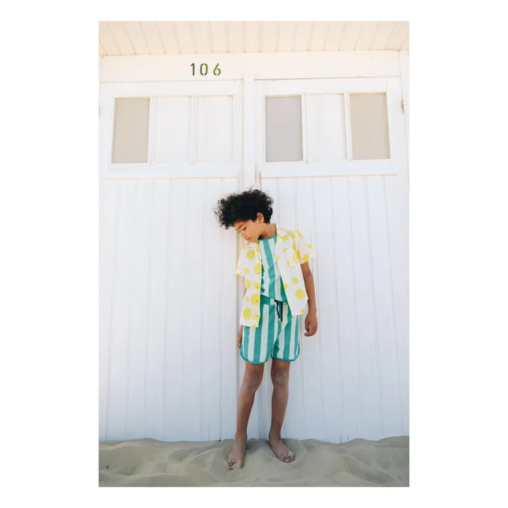 Holi & Love Short Kim Rayure Coton Bio | Vert Menthe