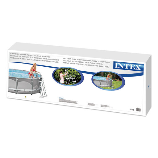 Escada de segurança Intex para piscinas acima do solo, com 91 a 107 cm de altura.