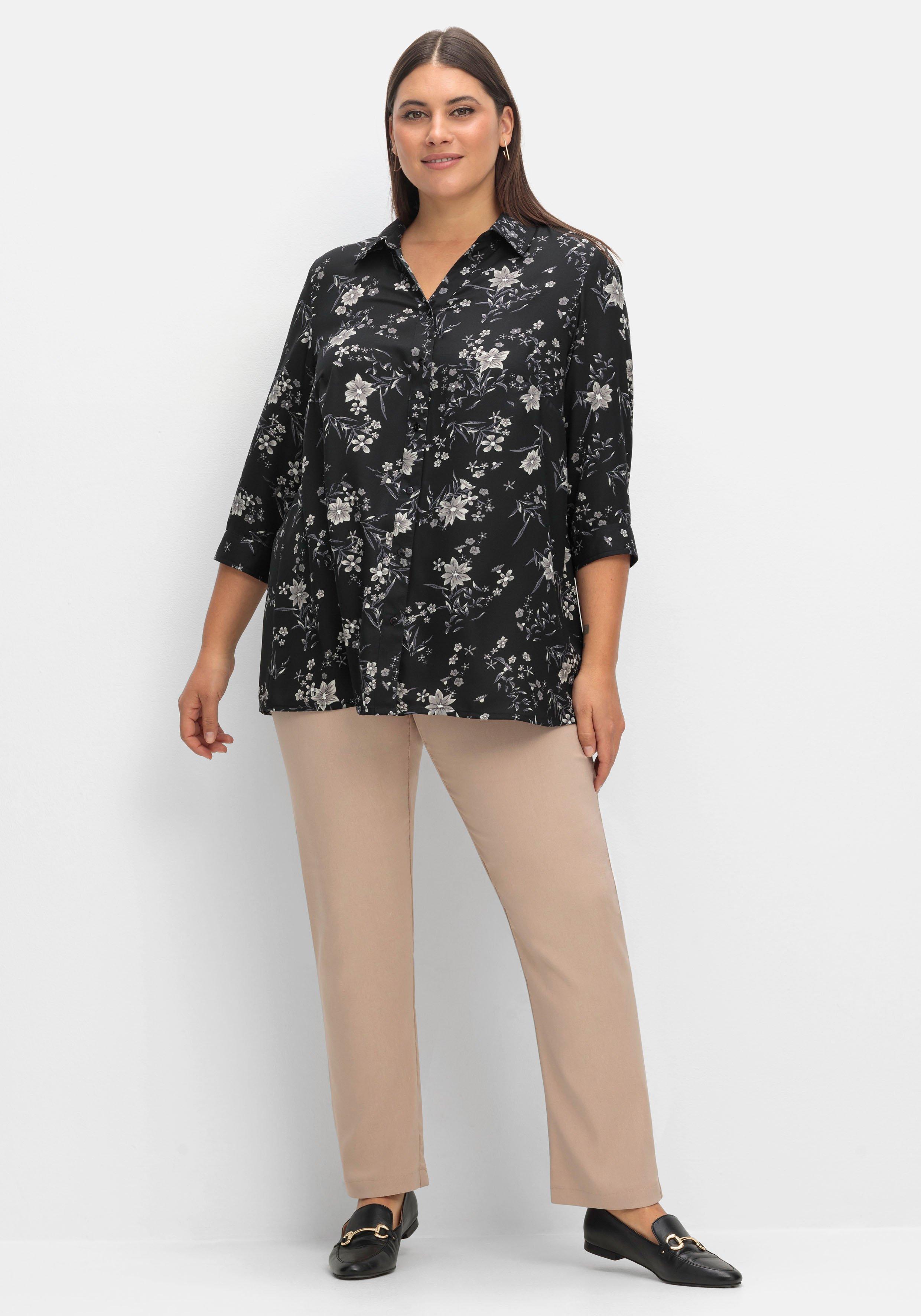Bluse in leichter A-Linie, mit floralem Print