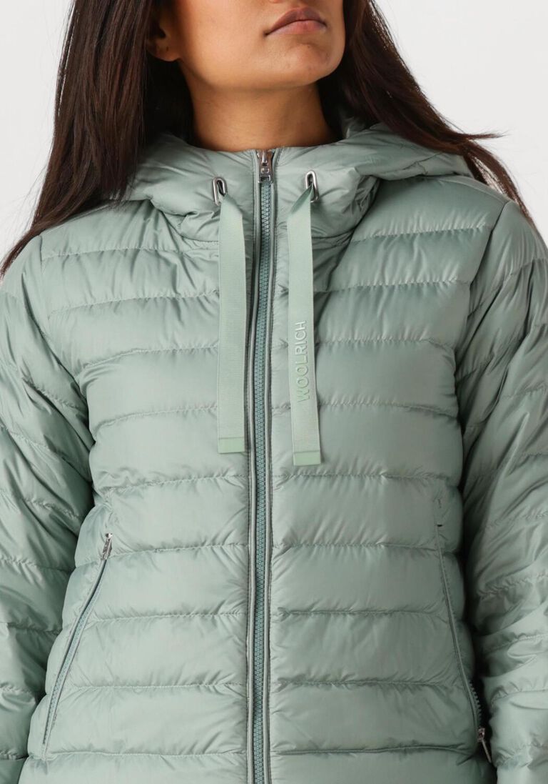 groene woolrich leren jas quilted hooded jacket