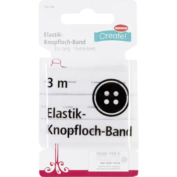 Elastik-Knopfloch-Band 3m x 15mm