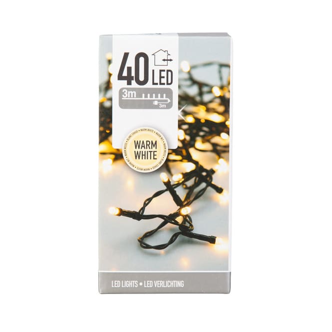 40er LED Lichterkette - ca. 3 m - warmweiß