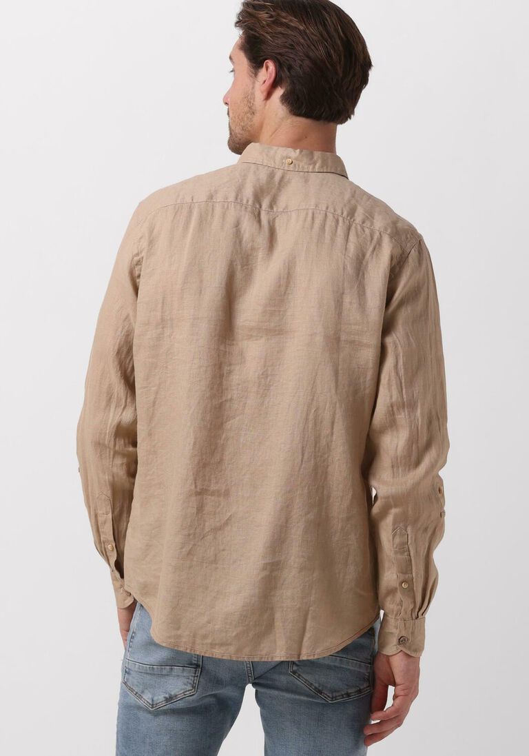 SCOTCH & SODA khaki scotch & soda casual overhemd linen shirt with roll-up
